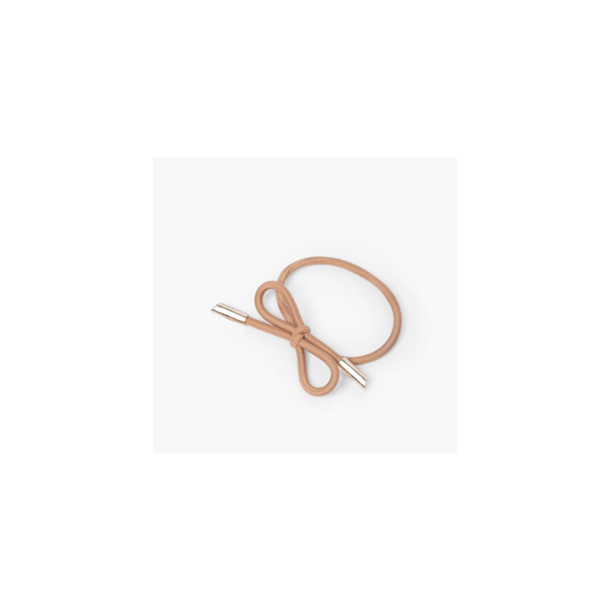 Corinne Hair Tie Bow Metal Plain - Camel