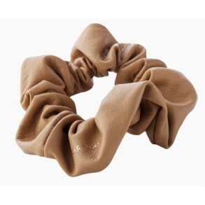 Corinne Leather Scrunchie - Camel