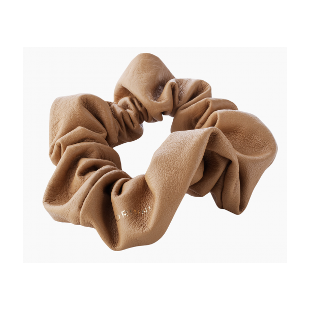Corinne Leather Scrunchie - Camel