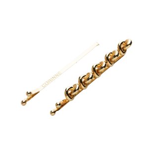 Corinne Hair Slider 5 Knots and Plain - Gold (2-pak)
