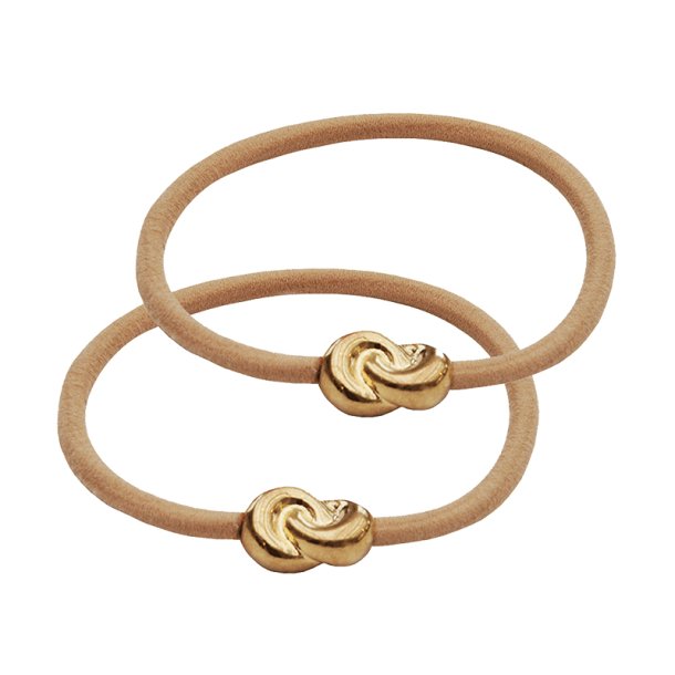 Corinne Hair Tie Big Knot - Beige (2-pak)