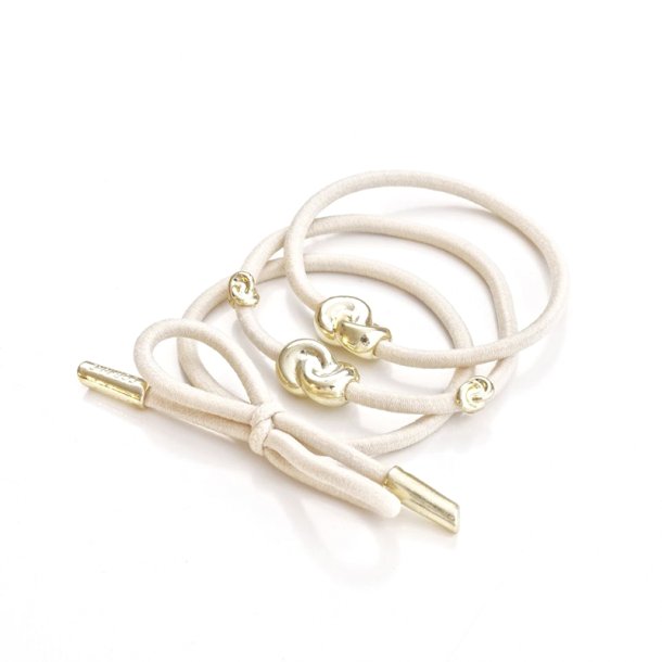Corinne Hair Tie Metal - Cream (3-pak)