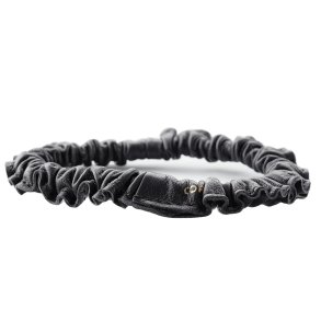 Corinne Leather Scrunchie Narrow - Black