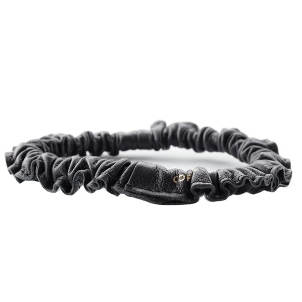 Corinne Leather Scrunchie Narrow - Black