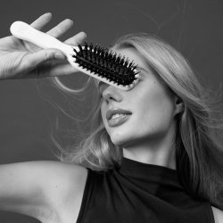 Boar - Nylon Tall Hairbrush Glossy White