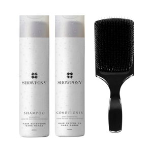 Produktpakke (indeholder 1 stk. shampoo, 1 stk. conditioner og 1 stk. paddle brush)
